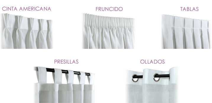 tipos de confección de cortinas